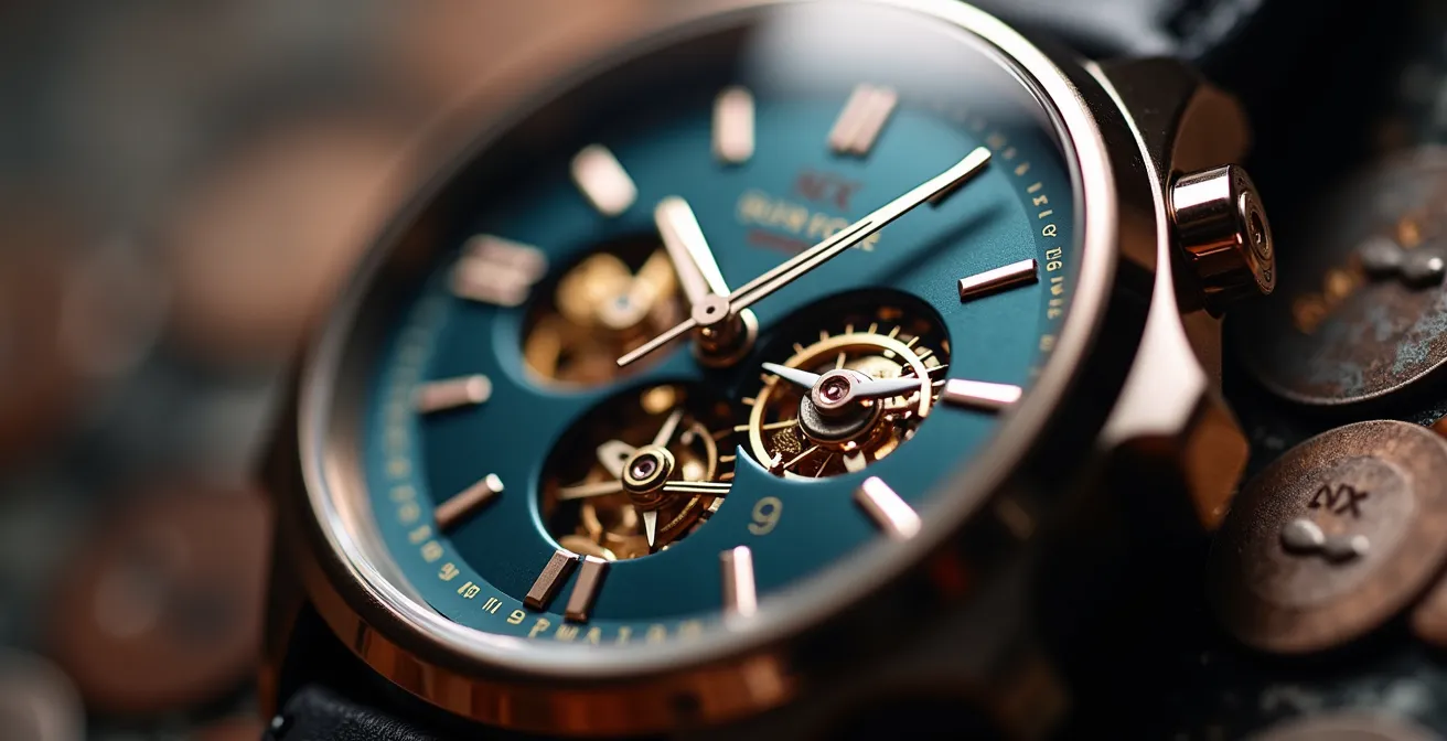 Détail macro d'une montre-bracelet sophistiquée